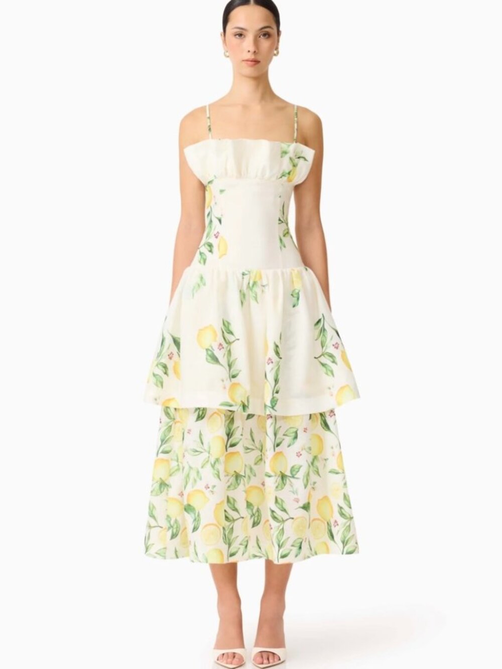 Elliatt Hana Tiered Maxi Dress in Lemon Print